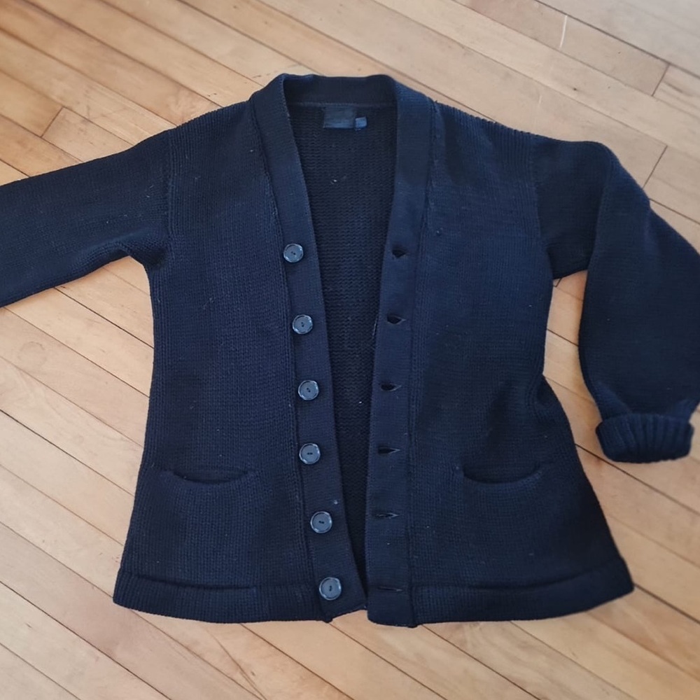 100% pure wool vintage black cardigan